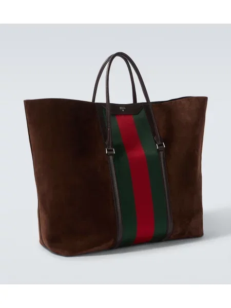 Torba Gucci iz semiša s črtami rjava