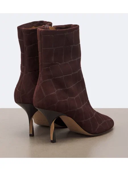 Cizme scurte Jacquemus din piele de căprioară maro