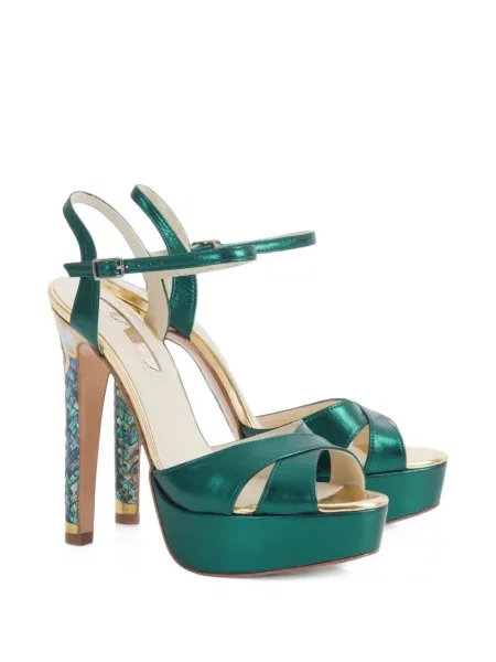 Sandale Freya Rose cu perle cu platformă verde