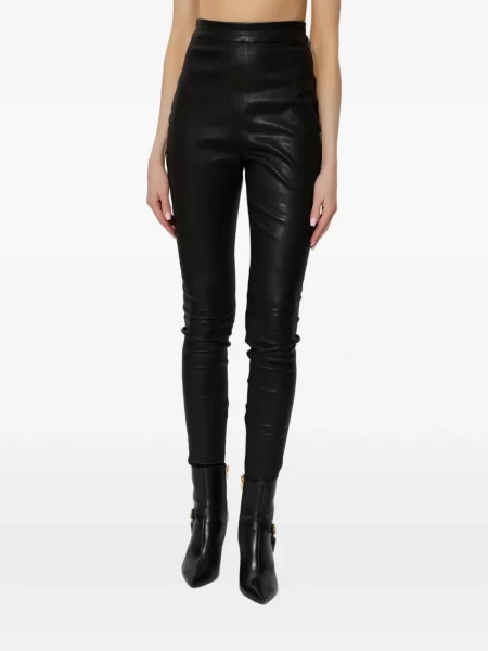 Pantaloni Balmain din piele negru