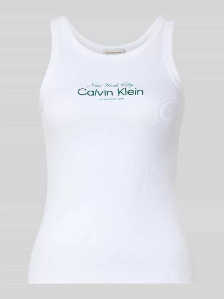 Top Calvin Klein Jeans z autografem biały