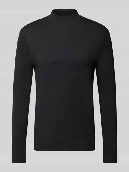 Longsleeve o kroju regular fit z czystej bawełny ze stójką Christian Berg Men czarna