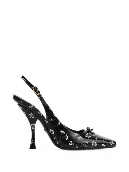 Pantofi cu toc Dolce & Gabbana cu model floral cu imagine slingback negru
