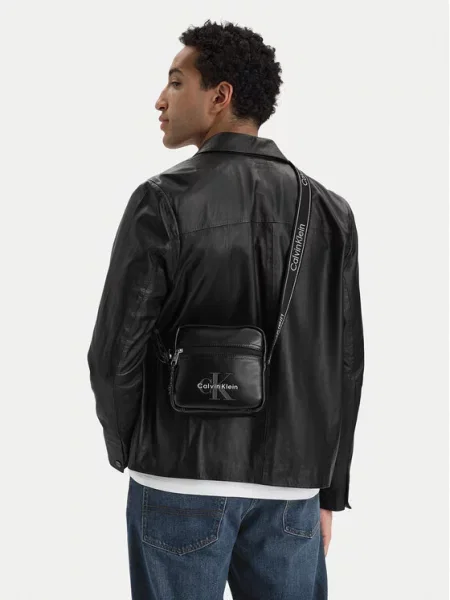 Calvin Klein Crossover torbica Bold Logo Webbing Square Crossbo Crna bijela