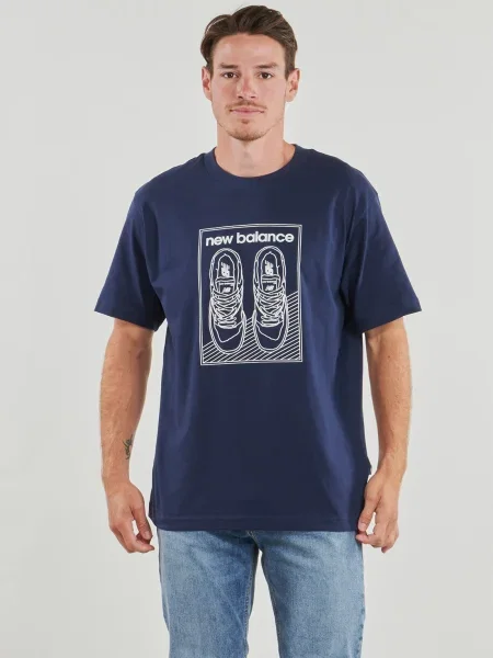 Tricou New Balance din jerseu albastru