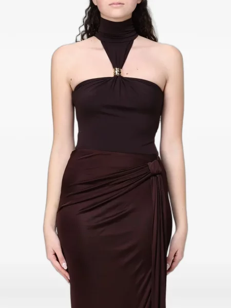 Body Elisabetta Franchi cu gât halter maro