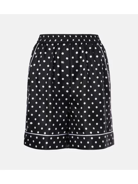 Jedwabne szorty Dolce&gabbana w grochy czarne