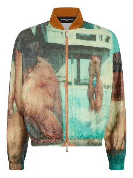 Geacă bomber Dsquared2 cu imagine cu imprimeu abstract verde