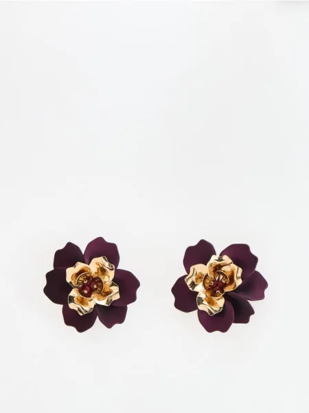 Reserved Cercei cu motiv floral violet-închis violet