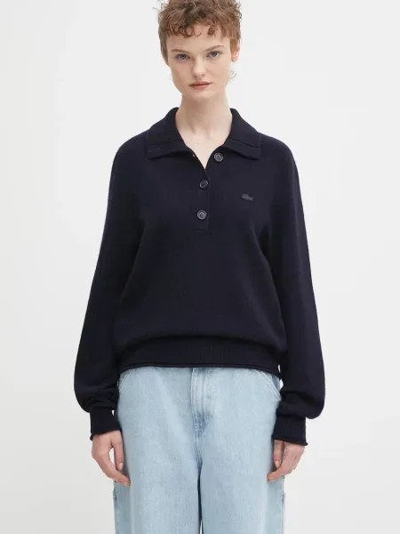 Lacoste pulover de lână bleumarin