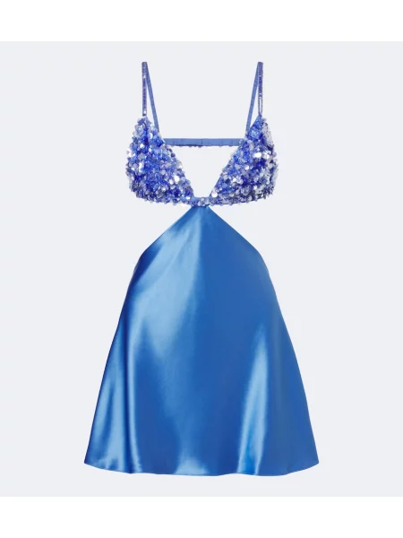 Rochie Retrofete din satin albastru
