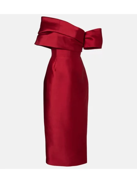Satynowa sukienka koktajlowa Solace London garniturowa czerwona