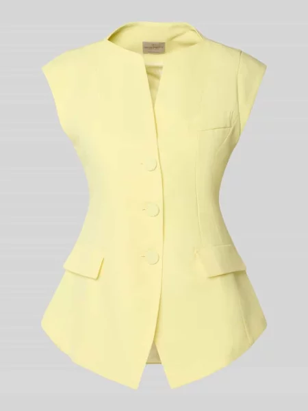 Kamizelka z dekoltem w serek i listwą guzikową Rinascimento żółta