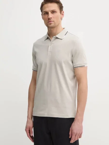 Тениска с яка Calvin Klein с изчистен дизайн сиво