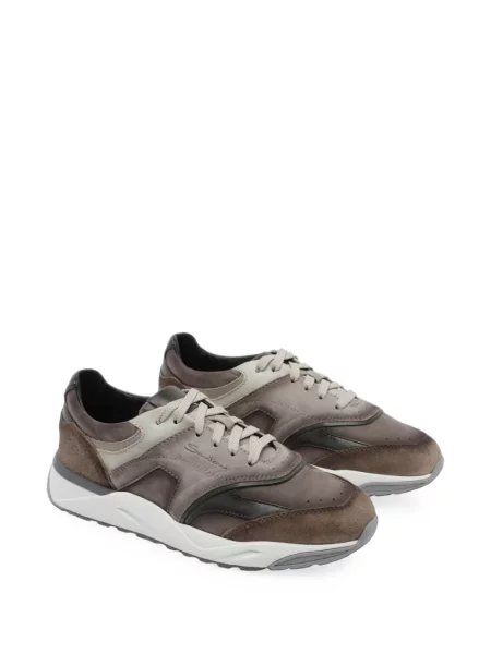 Sneakerși Santoni din piele de căprioară maro