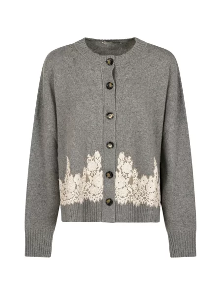 Cardigan Alberta Ferretti din dantelă gri