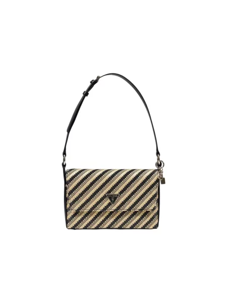 Lniana torebka Guess czarna
