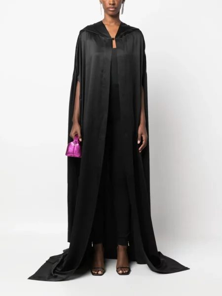 Suknele Rick Owens satininis su gobtuvu juoda