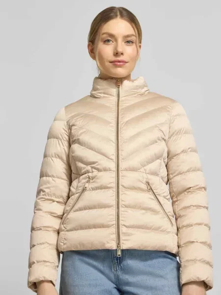 Taliowana pikowana kurtka z dwukierunkowym zamkiem błyskawicznym model ANYA' Beaumont Amsterdam beżowa