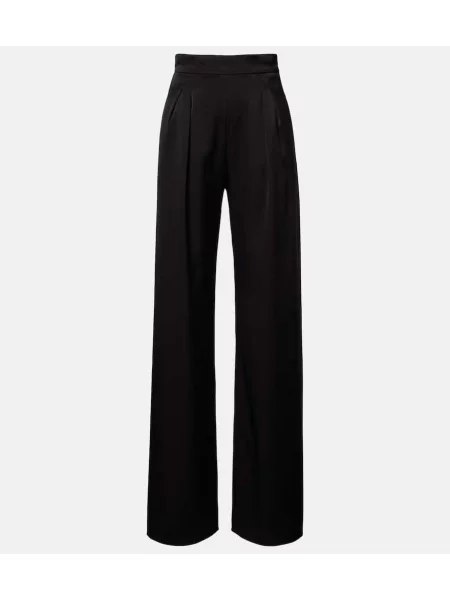Pantaloni Max Mara din satin cu picior lat negru