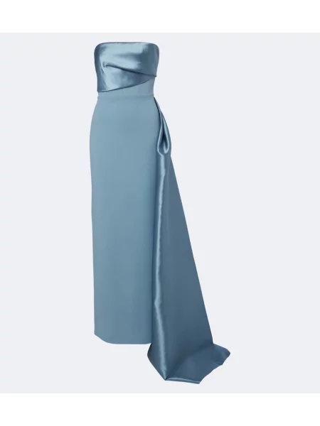 Rochie Solace London din satin drapată albastru