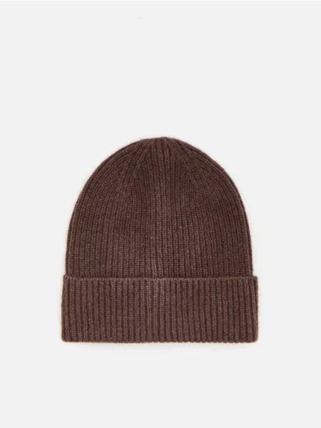 Reserved Vlnená čiapka beanie tmavohnedá