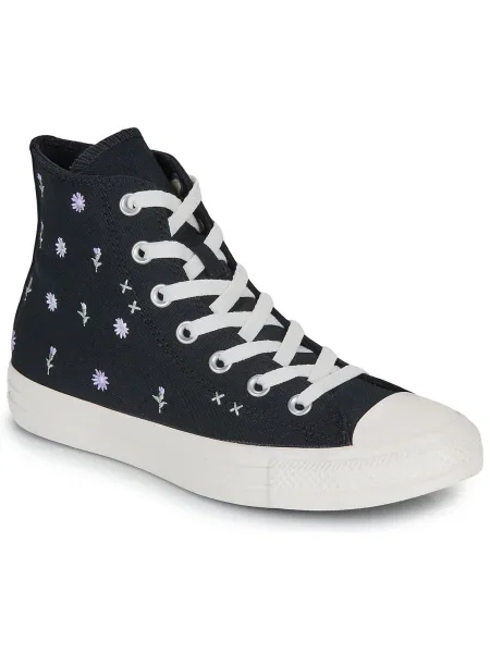 Kvetinové tenisky Converse Chuck Taylor All Star s výšivkou čierna