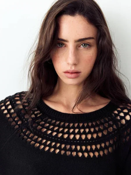 Sweter ażurowa dzianina Teen XS MANGO TEEN czarny