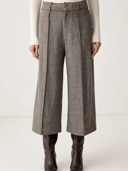 Mos Mosh pantaloni straight pentru femei din lână maro