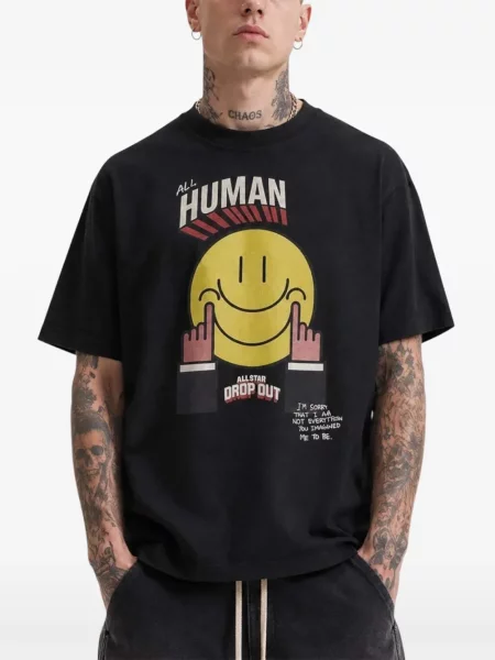 Tricou All Human cu imagine negru