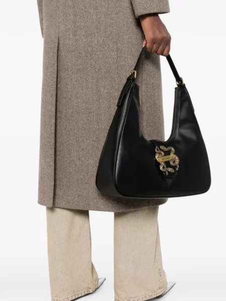 Geantă Just Cavalli cu model piele de șarpe negru