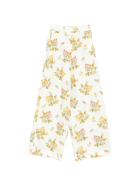 Pantaloni Agua By Agua Bendita cu model floral alb