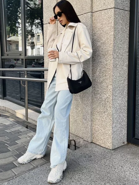 Jadone Fashion Шкіряна куртка Kurtka_Derbi_bila білий