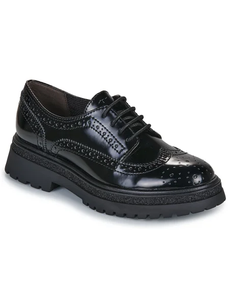 Oxford Tamaris cu șireturi din țesătură twill negru