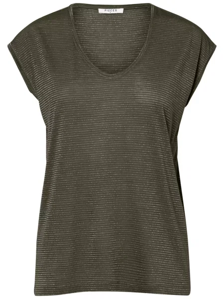 PIECES Tricou Billo / kaki auriu