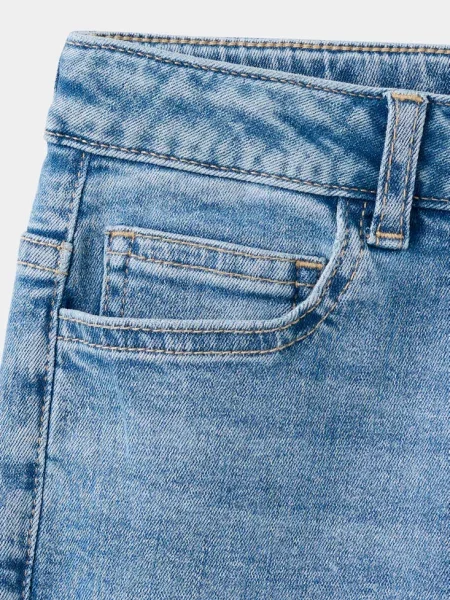 Jeansy slim fit z bawełny średni Dzieci 7 MANGO KIDS niebieski