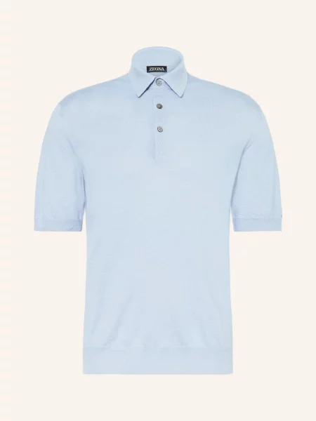 Zegna Pletené Polo Tričko S Hedvábím tmavě modrá