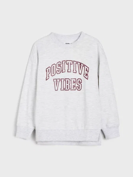 Sinsay Crewneck mikina s nápisem šedá