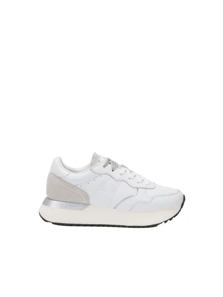 Sneakersy Sun68 skórzane na platformie białe