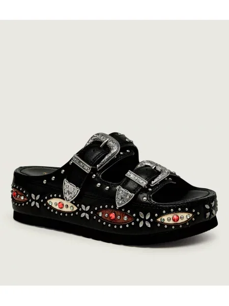Kurt Geiger De piele șlapi Western Buckle negru
