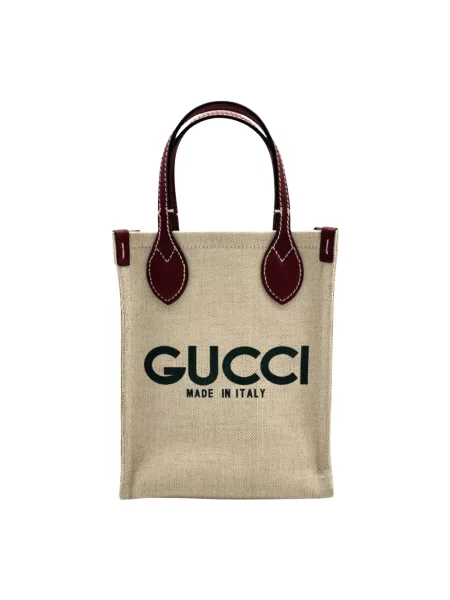 Torebka skórzana Gucci płócienna beżowa