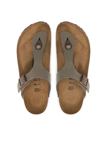 Šľapky BIRKENSTOCK Gizeh Birkibuc Narrow stone sivá