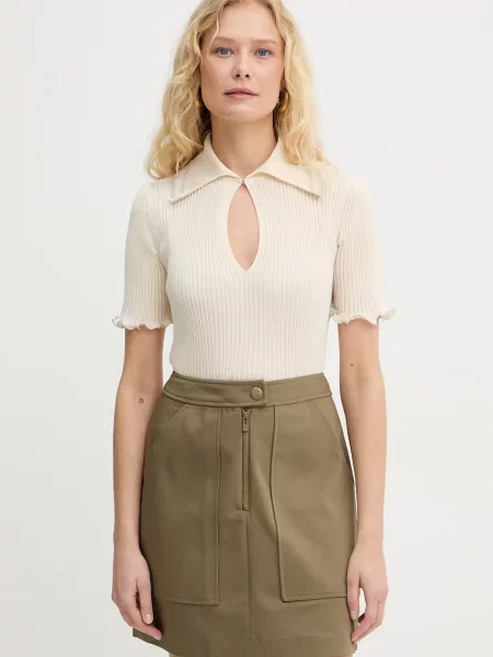 Pinko t-shirt z bawełną beżowa