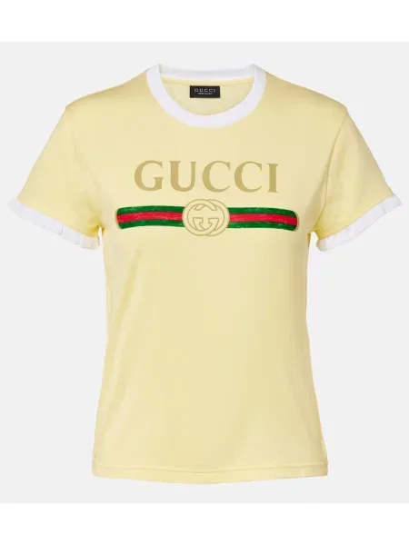 Tricou Gucci din jerseu cu autograf galben