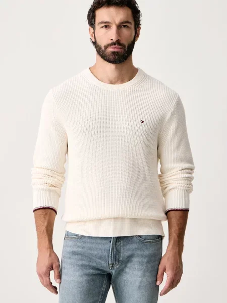 Tommy Hilfiger pulover bombažen bež