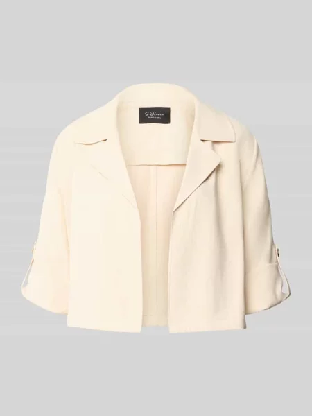 Krój slim fit krótki blezer z mieszanki S.oliver Black Label beżowa