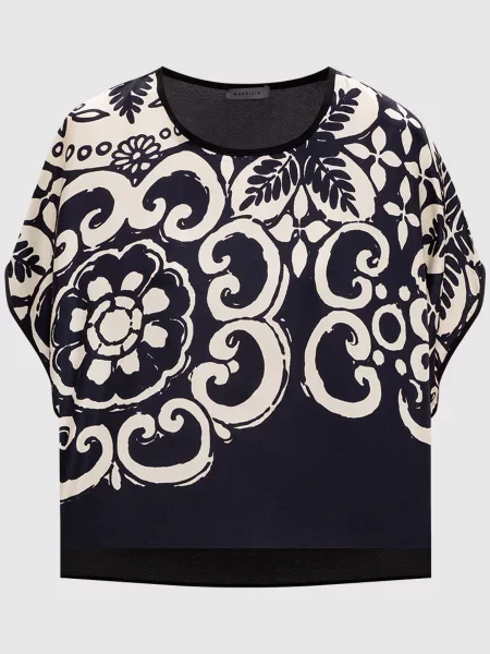 Топ із шовку в принт Maurizio чорний