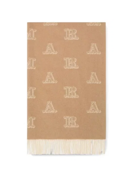 Fular Max Mara cu franjuri din jacard maro
