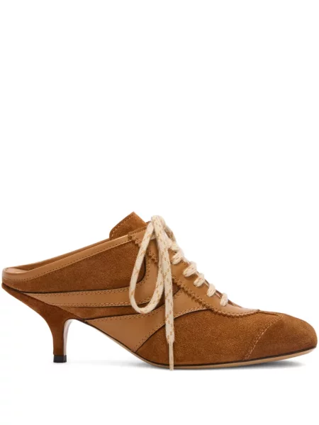 Papuci tip mules Dries Van Noten din piele de căprioară maro