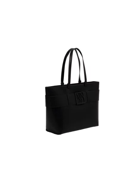 Lniana shopperka Armani Exchange czarna